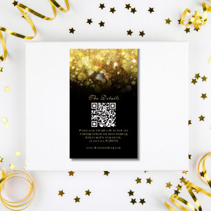 Glam Black Gold Glitter Modern Wedding Enclosure Card