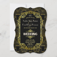 Glam Black & Gold Great Gatsby Art Deco Wedding