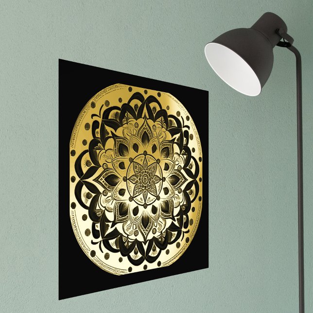 Glam Black Gold Mandala Illustration Foil Prints (Creator Uploaded)