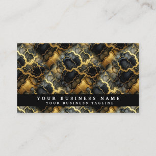 Glam  Black & Gold Marble Business Cards