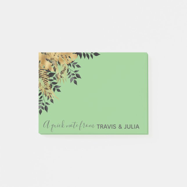 Glam Black & Gold Tropical Leaves   Post-it Notes (Front)
