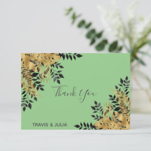 Glam Black & Gold Tropical Leaves Thank You