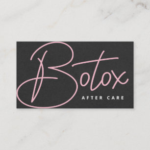 Glam Black Pink Script Botox Aftercare Guide Business Card