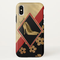 Glam Black Red and Gold iPhone X Case