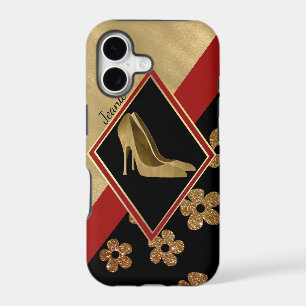 Glam Black Red and Gold iPhone X Case