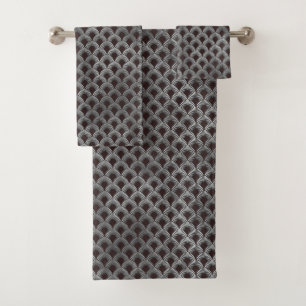 Glam Black Silver Art Deco Bath Towel Set
