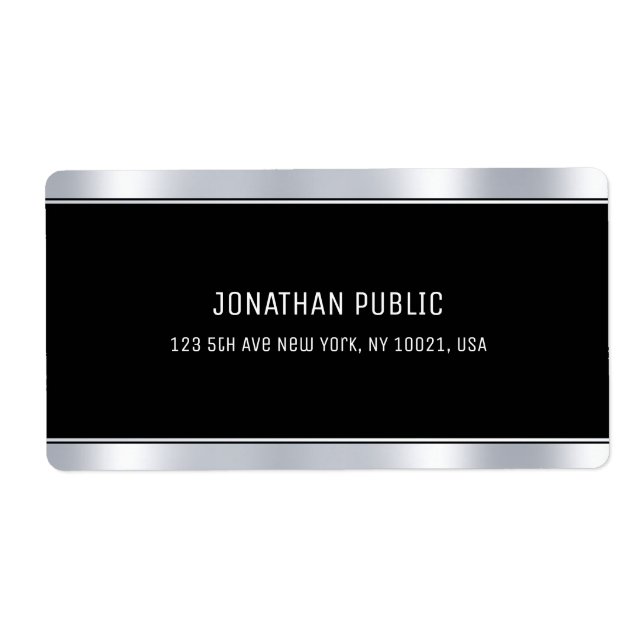 Glam Black Silver Elegant Template Modern Shipping (Front)