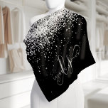 Glam Black Silver Glitter Monogram Name Bandana<br><div class="desc">Glam Black Silver Glitter Elegant Monogram Bandana. Easily personalize this trendy chic bandana design featuring elegant silver sparkling glitter on a black background. The design features your handwritten script monogram with pretty swirls and name.</div>