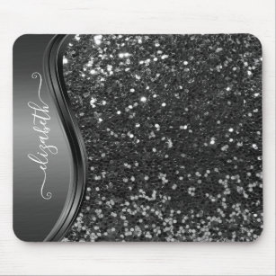 Glam Bling Personalised Glitter Calligraphy Blue   Mouse Pad