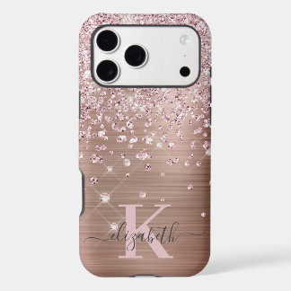 Glam Bling Rose Gold Diamond Confetti Monogrammed