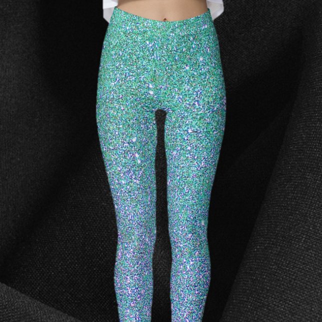 Glam Blue Green and Purple Glitter Leggings (Creator Uploaded)