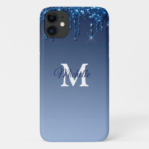 Glam & Blue Ombre Glitter Personalised Monogram Case-Mate iPhone Case