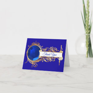 Glam Blue Sapphire Thank You Note Card