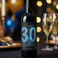 Glam Blue Teal Diamond Sparkle 30th Birthd