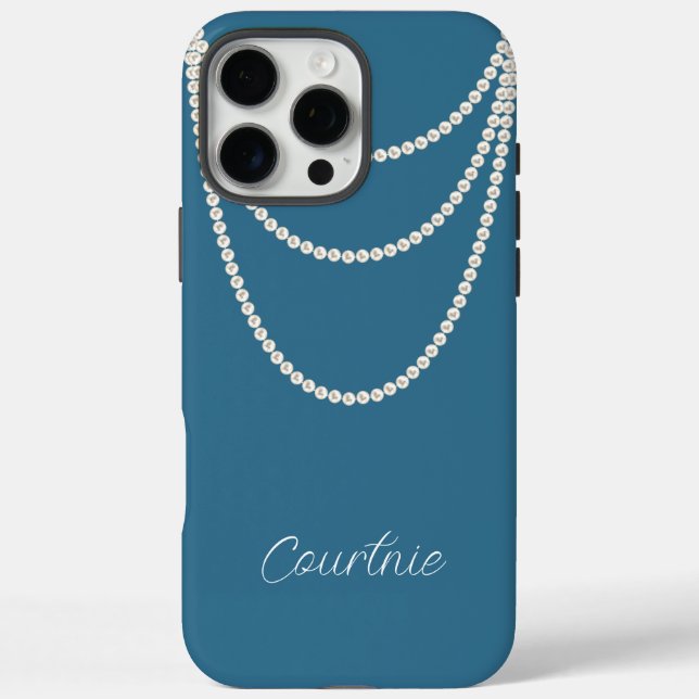 Glam Blue White Pearls   Case-Mate iPhone Case (Back)