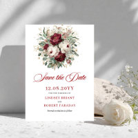 Glam Blush Burgundy Gold Floral Save The Date