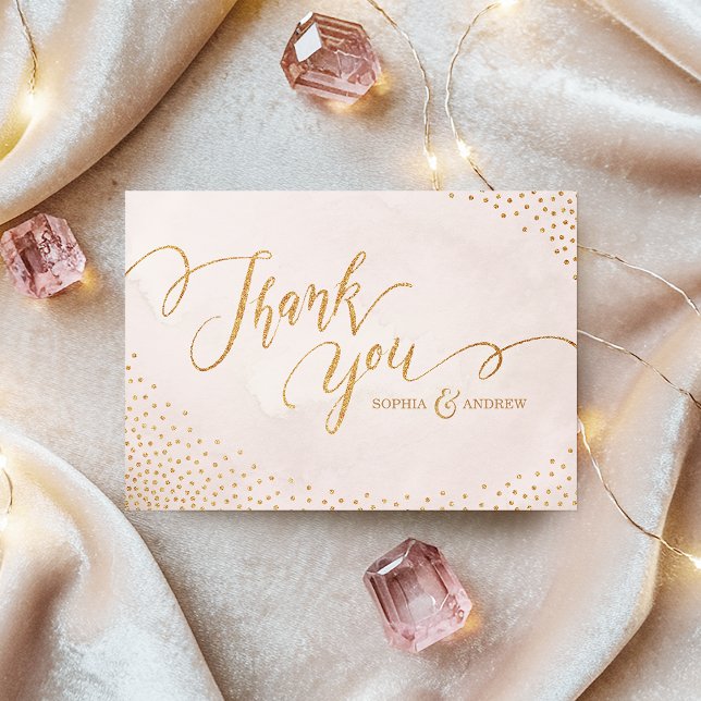 Glam blush glitter rose gold calligraphy thank you (Glam blush glitter rose gold calligraphy thank you)