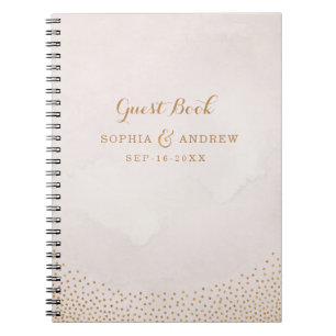Glam blush glitter rose gold wedding guest book