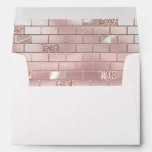 Glam Blush Pink Bricks Bridal Shower Envelope
