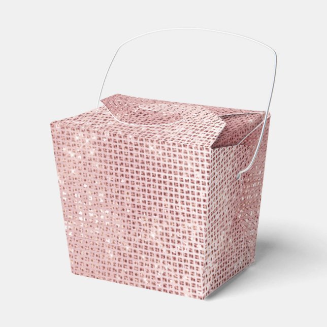 Glam Blush Pink Glitzy Sparkle Celebrate Favour Box (Front Side)