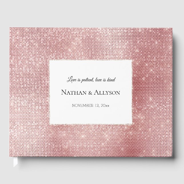 Glam Blush Pink Glitzy Sparkle Guest Book (Front)