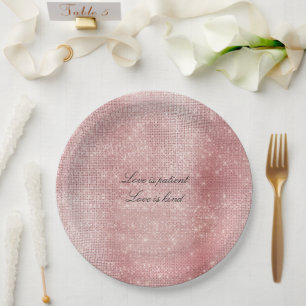 Glam Blush Pink Glitzy Sparkle Paper Plate