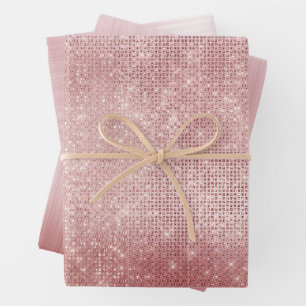 Glam Blush Pink Glitzy Sparkle Wrapping Paper Sheet