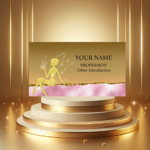 Glam Blush Pink Gold Glitter Fairy Business Card