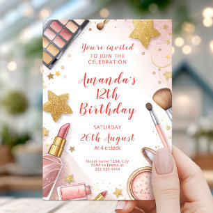 Glam Blush Pink Spa Birthday Party Invitation