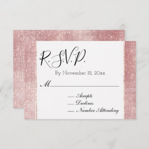 Glam Blush Pink White Glitzy Sparkle RSVP Enclosure Card