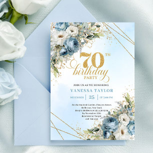 Glam Bohemian Gold 70th Birthday Invitation