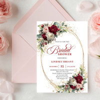 Glam Boho Burgundy Blush Floral Gold Bridal Shower