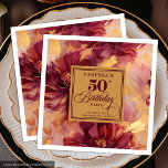 Glam Boho Burgundy Blush Gold Floral 50th Birthday Napkin<br><div class="desc">✅ For matching items search 26-50 in my collections ✅ Celebrate a milestone birthday in elegance with our 50th Birthday Napkins collection, featuring watercolor florals in rich burgundy, marsala, maroon, deep red, and soft blush tones, accented with shimmering gold leaves. Perfect for women’s milestone birthdays, these napkins combine boho-inspired charm...</div>