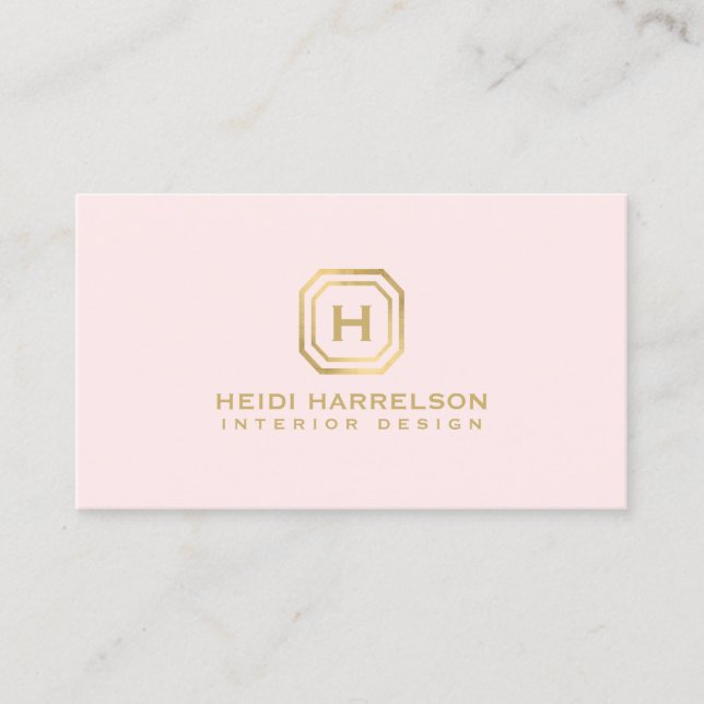 Glam Box Logo Monogram on Pink Designer Business Card (Front)