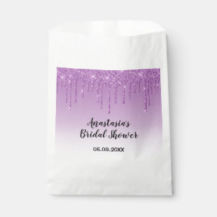 Glam Bridal Shower Purple Glitter Drips Sparkle Favour Bags