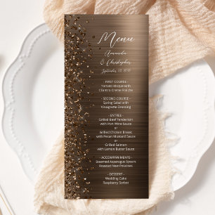 Glam Bronze Glitter Brushed Metal Wedding Menu