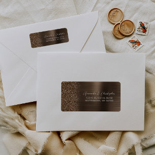 Glam Bronze Metallic Wedding Return Address