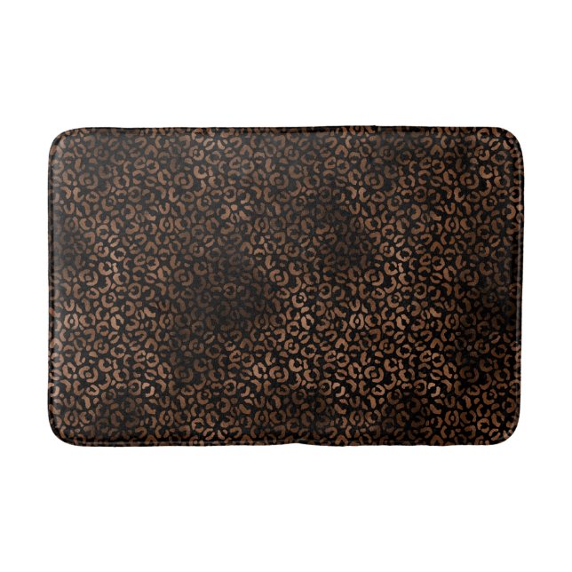 Glam Brown Black Leopard Print Bath Mat (Front)
