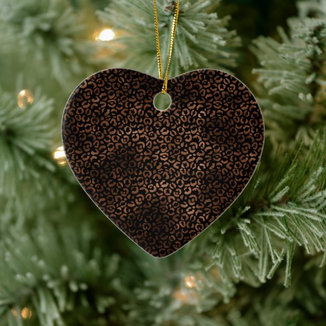 Glam Brown Black Leopard Print Ceramic Tree Decoration (Tree)