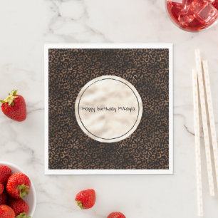 Glam Brown Black Leopard Print Napkin