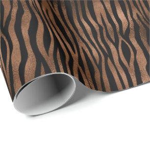 Glam Brown Black Zebra Print Wrapping Paper