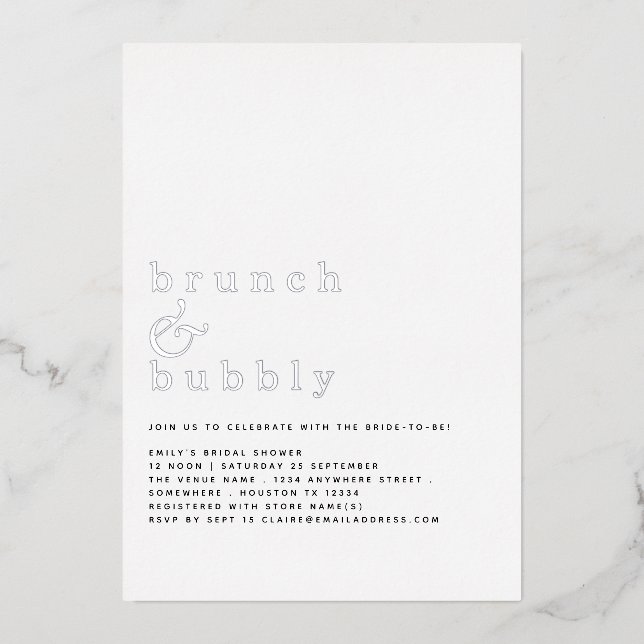 Glam Brunch Bubbly  Bridal Shower Real (Front)
