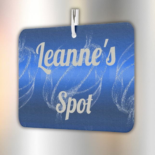 Glam Brushed Metal and Glitter Blue Monogram | Car Air Freshener (Creator Uploaded)