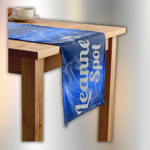 Glam Brushed Metal and Glitter Blue Monogram   Medium Table Runner