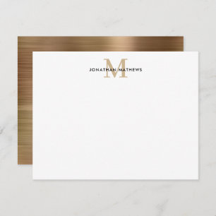 Glam Brushed Metal Gold Classic Monogram Card