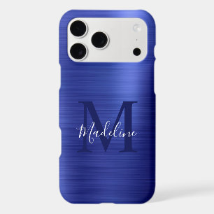 Glam Brushed Metallic Royal Blue Monogram