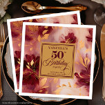 Glam Burgundy Blush Gold Floral 50th Birthday   Napkin<br><div class="desc">✅ For matching items search 26-50 in my collections ✅ Celebrate a milestone birthday in elegance with our 50th Birthday Napkins collection, featuring watercolor florals in rich burgundy, marsala, maroon, deep red, and soft blush tones, accented with shimmering gold leaves. Perfect for women’s milestone birthdays, these napkins combine boho-inspired charm...</div>