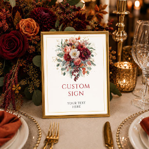 Glam Burgundy Gold Floral Deep Red custom 8x10 sig Poster