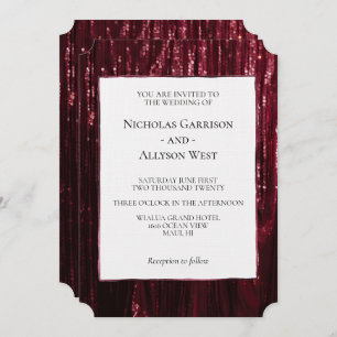 Glam Burgundy Red Glitzy Wedding Invitation