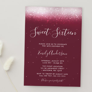 Glam Burgundy Sweet 16 Invitation